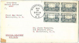 69371 - USA - POSTAL HISTORY - FDC COVER  1937 - Army HEROES - Unclassified