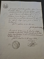 Papier Timbre LANDSER MEDECIN Mr BAUMGARTNER Second Régiment Attestation Fièvre 1813 - Lettres & Documents