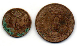 DENMARK - Set Of Two Coins 1/2, 1 Skilling Rigsmont, Bronze, Year 1867-68, KM # 776, 774 - Denmark