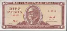 BILLETE DE CUBA DE 10 PESOS DEL AÑO 1969 DE MAXIMO GOMEZ SIN CIRCULAR (UNC) (BANKNOTE) - Cuba