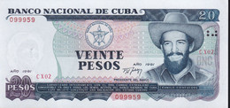 REPLACEMENT - BILLETE DE CUBA DE 20 PESOS DEL AÑO 1991 SIN CIRCULAR (UNC) CAMILO CIENFUEGOS (REEMPLAZO) (BANKNOTE) - Cuba