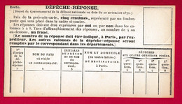 GUERRE 1870 CARTE DEPECHE REPONSE PIGEONGRAMME NEUVE LETTRE COVER FRANCE - War 1870