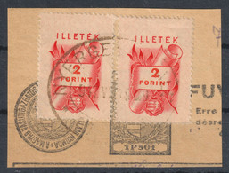 Mixed Franking 1947 Hungary Transport Railway MÁV WAYBILL REVENUE TAX 2 Ft  - 1P 50f 1930 -  CUT Nyergesújfalu Postmark - Steuermarken