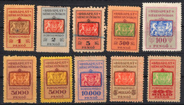 1945-1946 Hungary - BUDAPEST City Local ( Sales Value Added Tax ) VAT Fiscal Revenue Stamp - LOT - Inflation - Fiscales