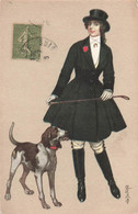 CPA Illustrateur Colombo - Femme Cavalière Avec Sa Cravache Et Son Chien - Colombo, E.