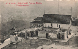 CPA Barcelona - Funicular Tibidabo Estacion Superior - Publicité Cognac Gordon - Barcelona