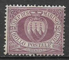 SAN MARINO 1877  CIFRA O STEMMA SASS. 7 MNH SENZA GOMMA - Nuevos