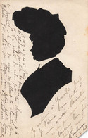 CPA Silhouette - Femme Avec Un Tres Grand Chapeau Allongé - Silhouette - Scissor-type