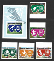Upper Volta Burkina Faso 1976 Winter Olympics Games Innsbruck Imperforate Set Of 5 & Miniature Sheet MNH - Haute-Volta (1958-1984)