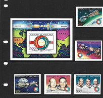 Upper Volta Burkina Faso 1975 Apollo Soyuz Space Co-operation Imperforate Set Of 5 & Miniature Sheet MNH - Haute-Volta (1958-1984)