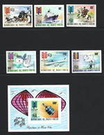 Upper Volta Burkina Faso 1974 UPU Anniversary Imperforate Set Of 6 & Miniature Sheet MNH - Haute-Volta (1958-1984)