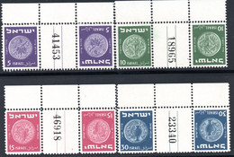1079 ISRAEL 1949 COINS #21-26 GUTTER TETE BECHE PAIRS,MNH - Nuevos (sin Tab)