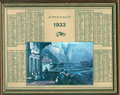 CALENDRIER ALMANACH 1933 Monté En Cadre Sous-verre - Groot Formaat: 1901-20