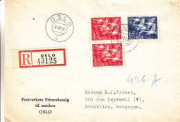 Norvège - Lettre Recommandée De 1956 - Oblitération Oslo - Idées Européennes - Oiseaux - Storia Postale