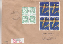Finlande - Lettre Recommandée De 1976 ° - Oblitération Helsinki - Europa CEPT - Bloc De 4 - Cartas & Documentos