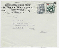 ESPANA  FNMI + 50C LETTRE COVER BARCELONA 1955 TO SUISSE - Charity