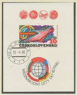 TSCHECHOSLOWAKEI 1980 Interkosmosprogramm: Weltraumforschung UNGEZÄHNTER Block M EST, ABART: Druckerkreuze Oberhalb Und - Used Stamps