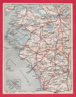 CARTE PLAN 1934 - NANTES - St NAZAIRE - NOIRMOUTIER - ILE D'YEU - LA ROCHE SUR YON - LES SABLES D'OLONNE - Topographical Maps