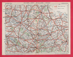 CARTE PLAN 1934 - POITIERS - NIORT - ANGOULEME - LIMOGES - SAINTES - PARTHENAY - BELLAC - RUFFEC - Topographical Maps