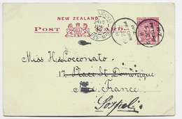 NEW ZEALAND 1 1/2C QUEEN VICTORIA ENTIER POST CARD PETONE 1899 TO FRANCE - Postal Stationery