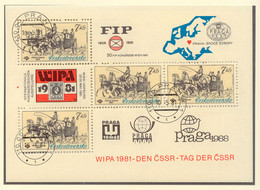 TSCHECHOSLOWAKEI 1981 Internationale Briefmarkenausstellung WIPA 1981 Wien: Tschechoslowakischer Tag Block M EST, ABART: - Gebruikt