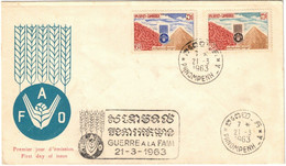 Cambodge - Phnompenh - FDC - Guerre à La Faim - 21 Mars 1963 - Cambodja