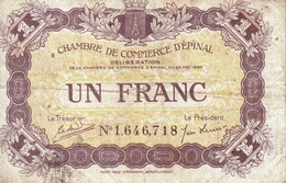 BON - BILLET - MONNAIE - UN FRANC CHAMBRE DE COMMERCE 1920 - ÉPINAL 88000 - N° 1646718 - Chamber Of Commerce