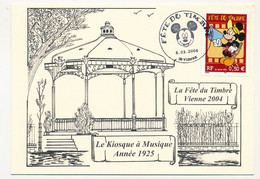 FRANCE => Carte Locale "Fête Du Timbre 2004" - 0,50 Mickey - 38 Vienne - 6/3/2004 (Le Kiosque à Musique) - Journée Du Timbre