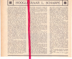 Artikel Hoogleraar Leuven , L. Scharpé - Orig. Knipsel Coupure Tijdschrift Magazine - 1922 - Non Classés