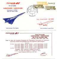 Concorde Air France - Vancouver - Vancouver 1986 - 1er Vol Erstflug Flight - Baptêmes Supersoniques Lors Exposition - Erst- U. Sonderflugbriefe