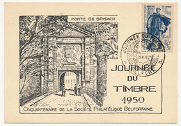 FRANCE => Carte Locale - Journée Du Timbre 1950 - 12F + 3F Facteur Rural - BELFORT - 1950 - Journée Du Timbre