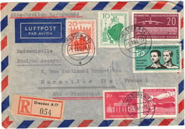 Allemagne - Dresden - Lettre Recommandée Avion Pour Marseille (France) - Bel Affranchissement - 1 Janvier 1960 - Cartas