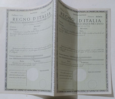 16134 007crt/ Regno D'Italia Prestito Redimibile Cinque Per Cento - Anni 30 - Bank & Insurance