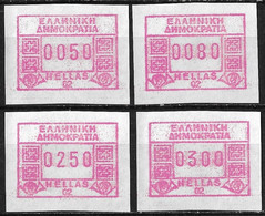 GREECE 1991 FRAMA Stamps 02 Athens East (international) Airport Set Of 50-80-250-300 D MNH Hellas M 19 - Viñetas De Franqueo [ATM]