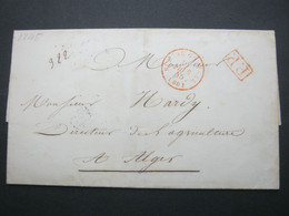 1845 , BUREAU GENERAL , Rouge , Lettre  A Alger - Sellos De La Armada (antes De 1900)