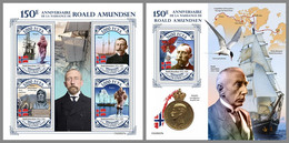 CENTRALAFRICA 2022 MNH Roald Amundsen Polarforscher M/S+S/S - OFFICIAL ISSUE - DHQ2238 - Polar Explorers & Famous People