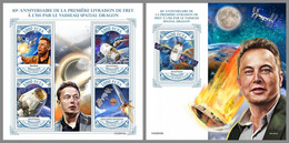 CENTRALAFRICA 2022 MNH Dragon Spacecraft Space Raumfahrt Espace M/S+S/S - IMPERFORATED - DHQ2238 - Africa