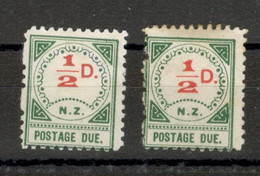New Zealand - 2 USED Postage Due 1/2d - 1899. - Portomarken