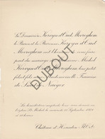 Huwelijksaankondiging - Michel Kervyn D'Oud Mooreghem - Francine De Smet De Naeyer - 1928 - Château D'Heusden (V1597) - Wedding