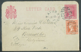 Letter Card ½p + Tp 1p. Orange-brown Canc. Bars '879' + Cds TATURA VICTORIA De. 19 1894 To Brussels (Belgium) - 20105 - Lettres & Documents