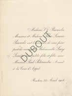 Huwelijksaankondiging - Lucy Lenoir - Paul Paternostre - Roulers - 1908 (V1551) - Wedding