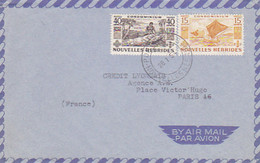 W4853- SAILBOATS, WOOD CARVING, STAMPS ON COVER, 1954, NEW HEBRIDES - Otros & Sin Clasificación