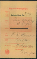 1900, Postschein Für Eine Postanweisung Von M. GLADBACH - Storia Postale
