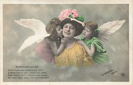 CPA Fantaisie - Ste Catherine Comblera Vos Voeux - Enfants Avec Des Ailes - Ange - Saint-Catherine's Day