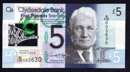 Banconota Scotland 5 Pounds Sterling 2015 UNC/FDS 2015 Clydesdale Bank  (polymer Banknote) - 5 Pounds