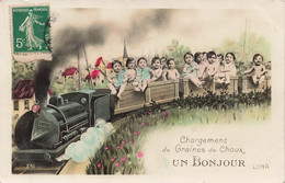 CPA Fantaisie - Bébés - Chargement De Graines De Choux - Enfant Dans Les Wagons D'un Petit Train - Bébés