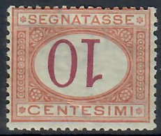 ITALIA REGNO 1890/4 - SEGNATASSE 10 C. ARANCIO E CARMINIO - VARIETA' SOPRASTAMPA CAPOVOLTA - MH/* - Taxe