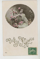 Delcampe - FEMMES - FRAU - LADY - Jolie Carte Fantaisie Portrait Femme Avec Fleurs "VIVE SAINTE MARIE " - Vornamen