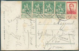 5c. (x4) + 10c. PELLENS Obl. Télégraphique BRUXELLES 1 Sur C.P. En Exprès Du 16-XI-1913 Vers St-Josse-ten-Noode - Texte - 1912 Pellens