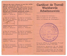 Taintegnies, Taintignies. ( Rumes ). Certificat De Travail Arbeitsausweis. Morlighem Debaisieux. WW2. Militaria. 1944. - Rumes